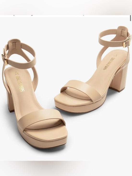 Dream Pairs Shoes - Platform Block Heel Sandals in Nude